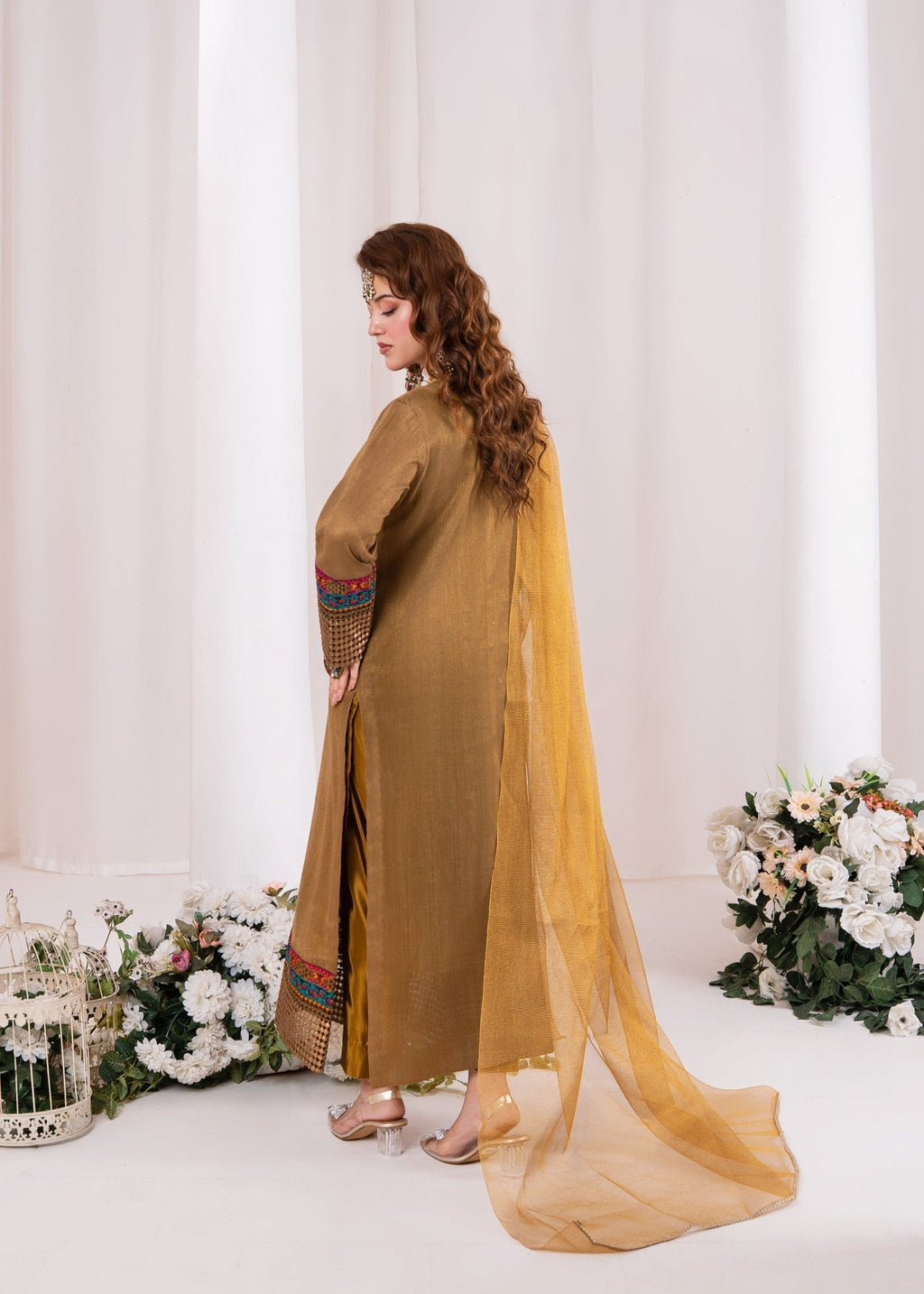 Meem Designs BROWN ZARI Women 3pcs