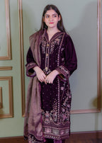 Rangoon Clothing Roshana Plum Velvetine Women 3pcs