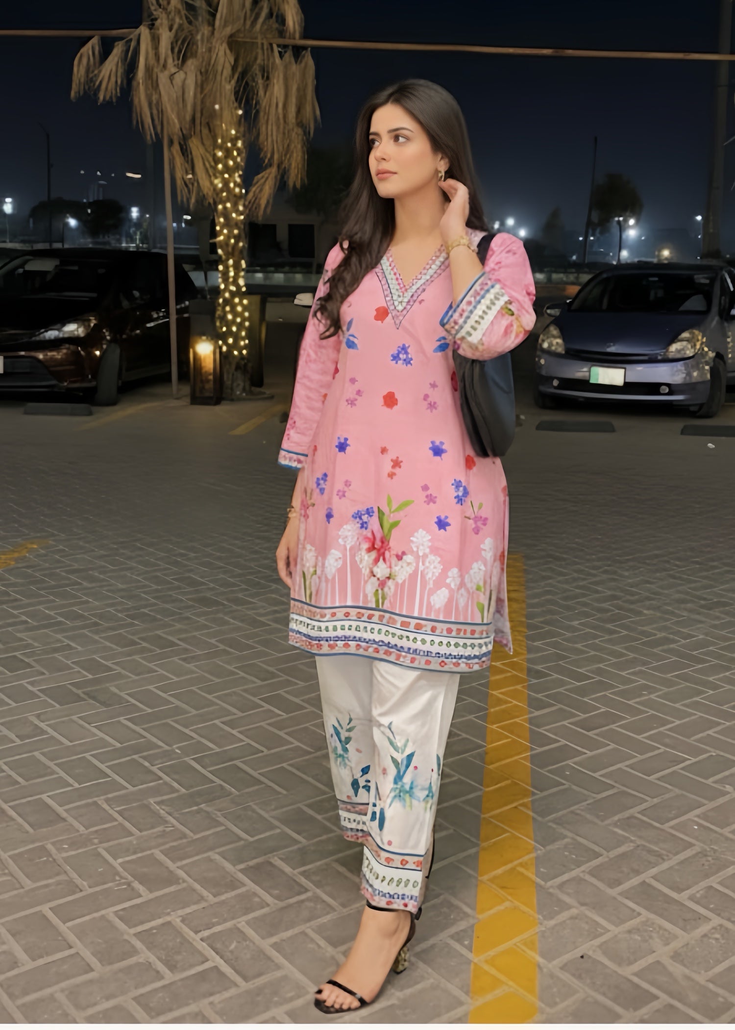 Shanghai Preet Pink floral Women 2pcs