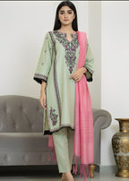 Hayati Collections Pure Cotton |Embroidery with Delicate Bead Detailing | Pista Green Women 3pcs