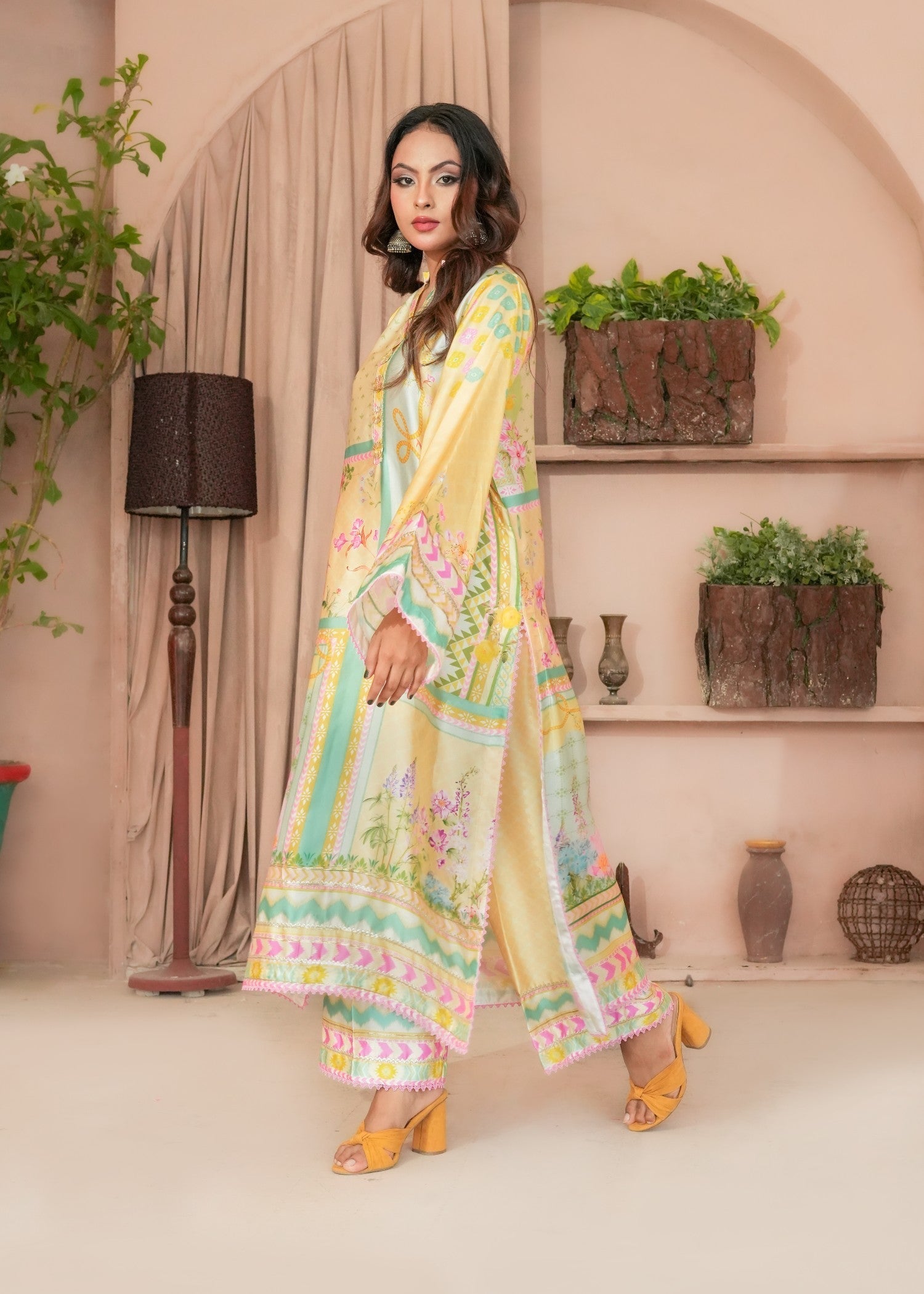 Madiha Gohar Limon Aura | Digital Malai silk Suit Women 2pcs