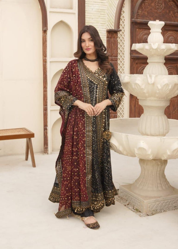 Suits By Sadia Black angrakha Women 3pcs