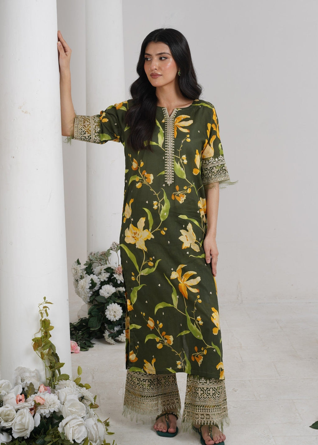 Naqash Olive Bloom Women 2pcs