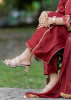 Suits By Sadia Maroon chiffon decent Women 3pcs