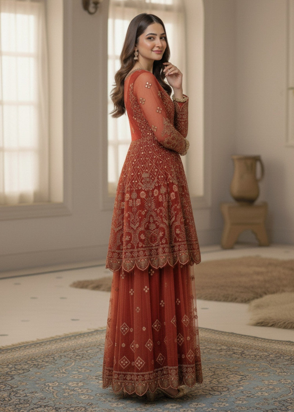 Diara Couture SEHRISH DA 01 RUST Women 3pcs