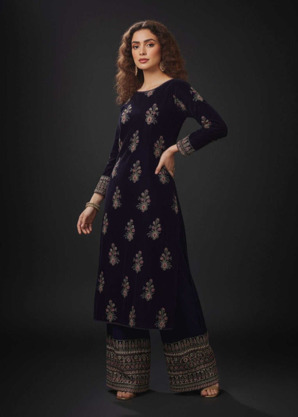 Pehnawa By Bin Akram’s Purple Regalia | Velvet Women 3pcs