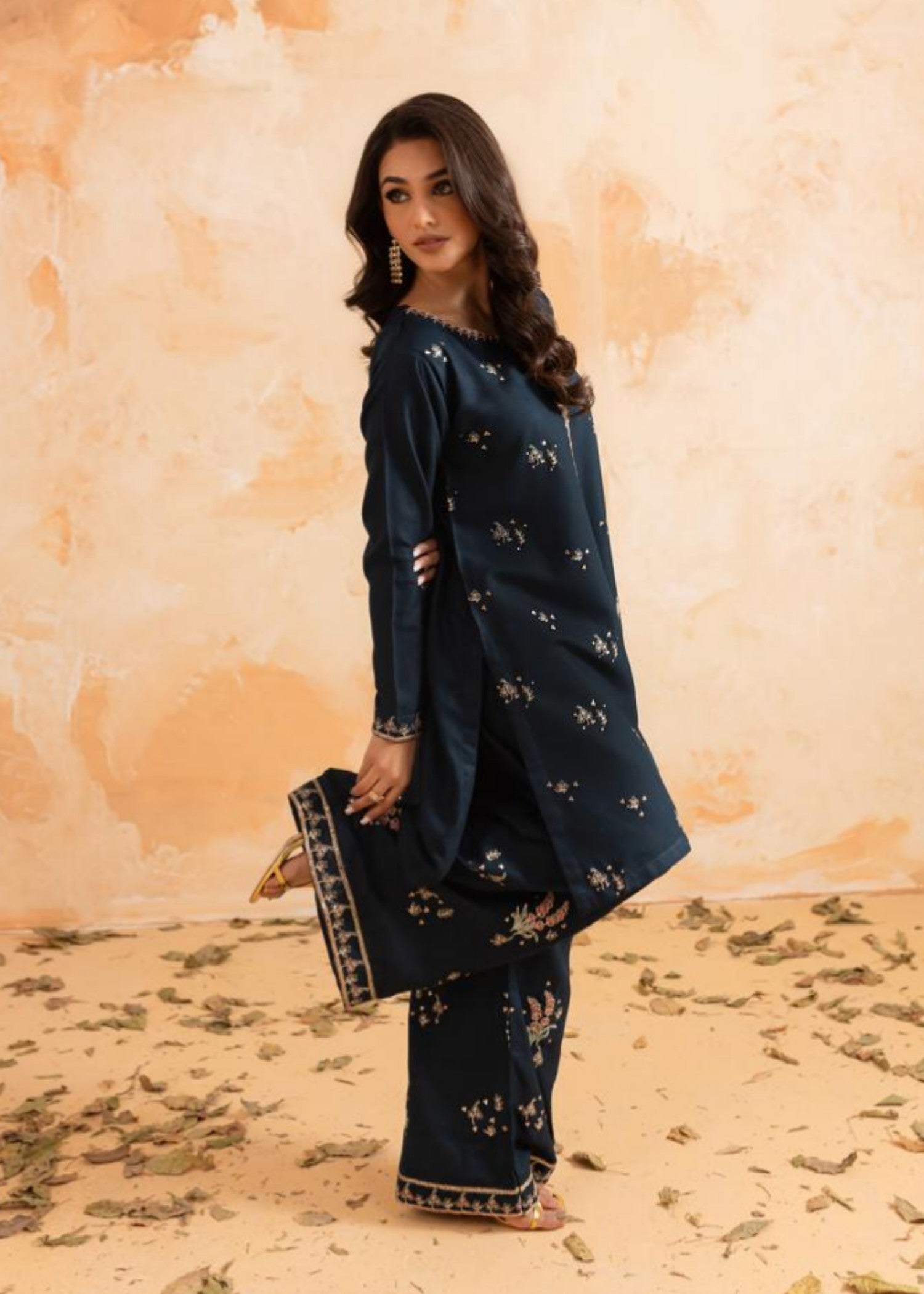 Afsarah Blue Berry Luxury Embroidered Stitched Dress Women 2pcs