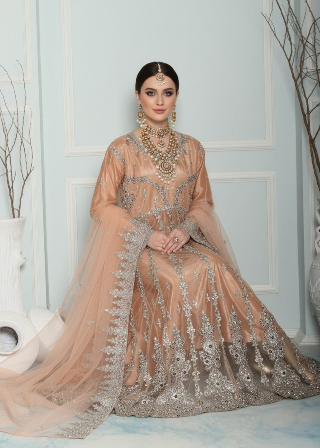 Insiya By Saira Jawad Bridal Maxi Peach 216 Women 2pcs