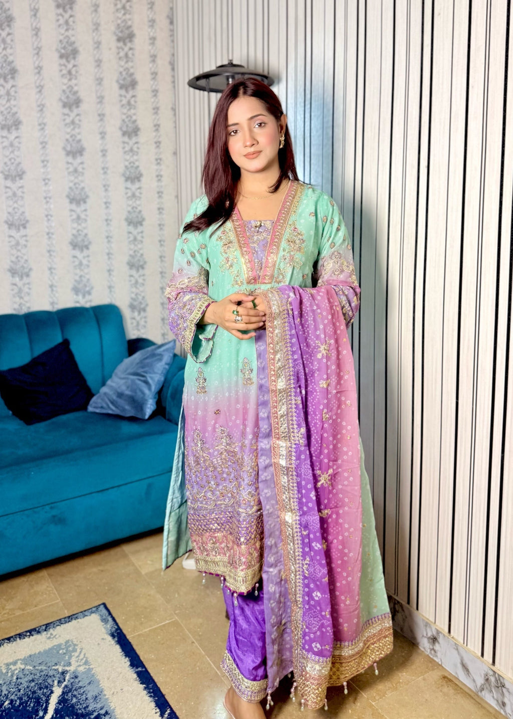 Suits By Sadia Green chunri chiffon Ayesh Women 3pcs