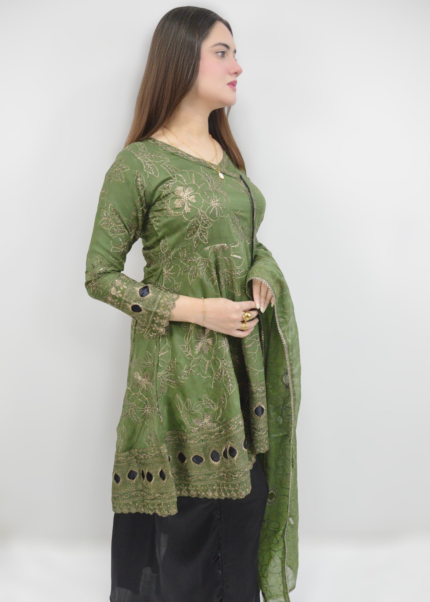 MMG Garments MEHRUNNISA| CHIFFON BACKTAIL EMBROIDERED FROCK MMG 1006 Women 3pcs