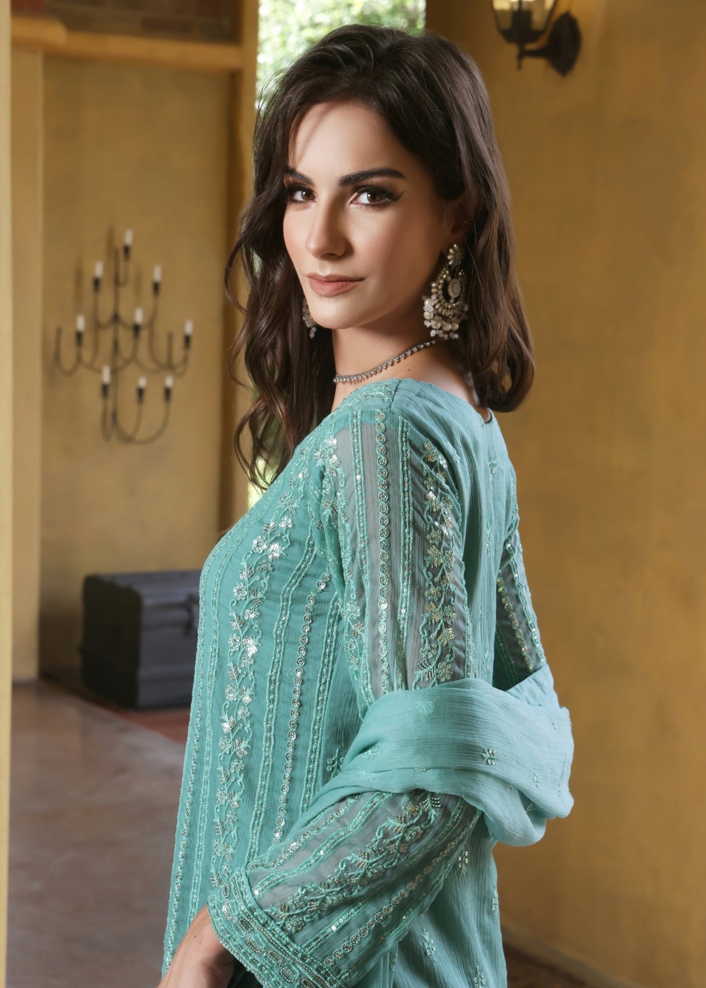 Abaan Zohan Chandni Light Cyan Women 3pcs