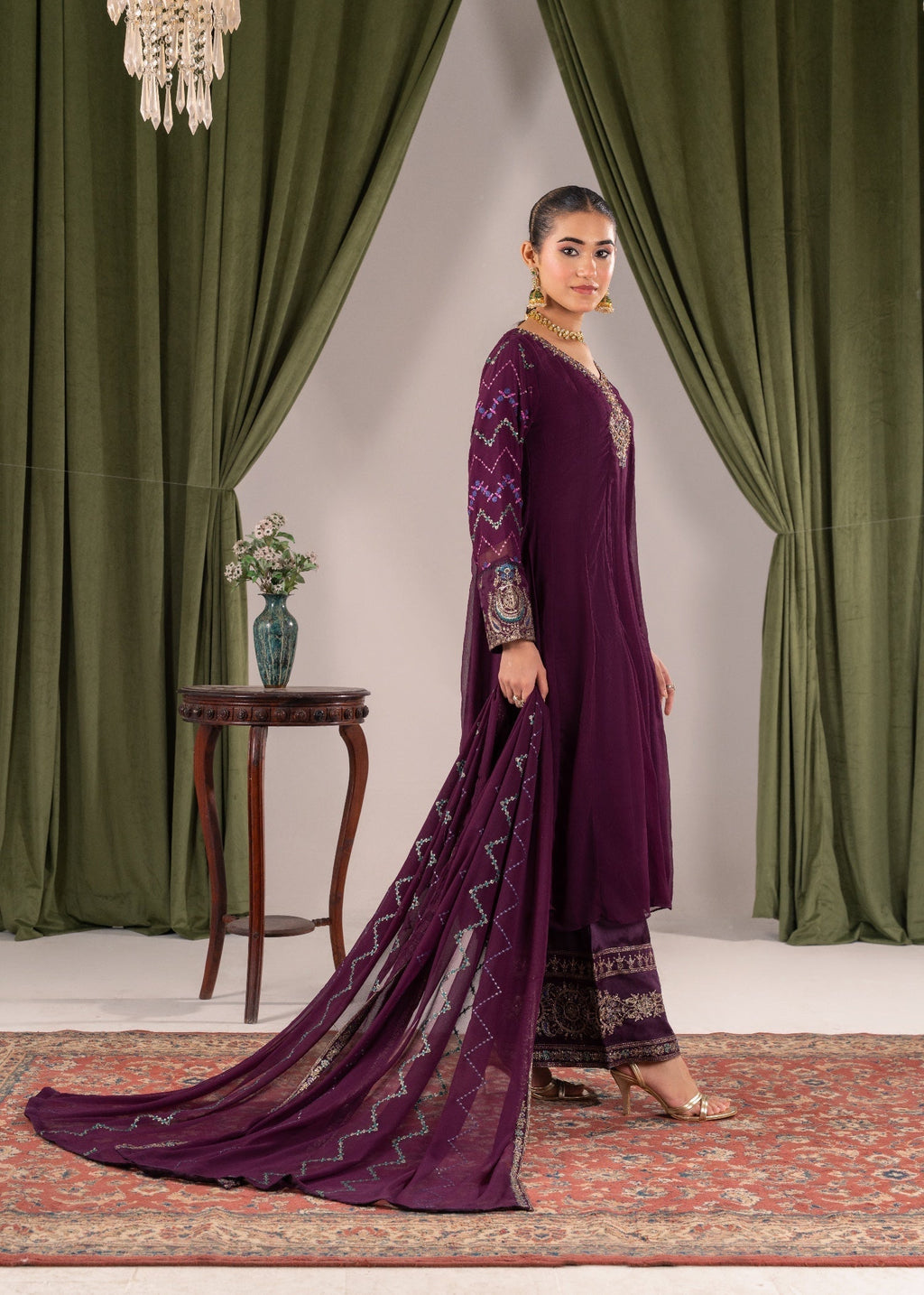 Pehnawa Fashion Charm Frock chiffon Women 3pcs