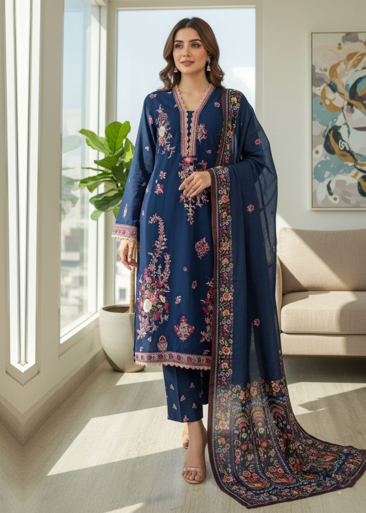 Zuri NIGHAT KH 06 NAVY BLUE Women 3pcs