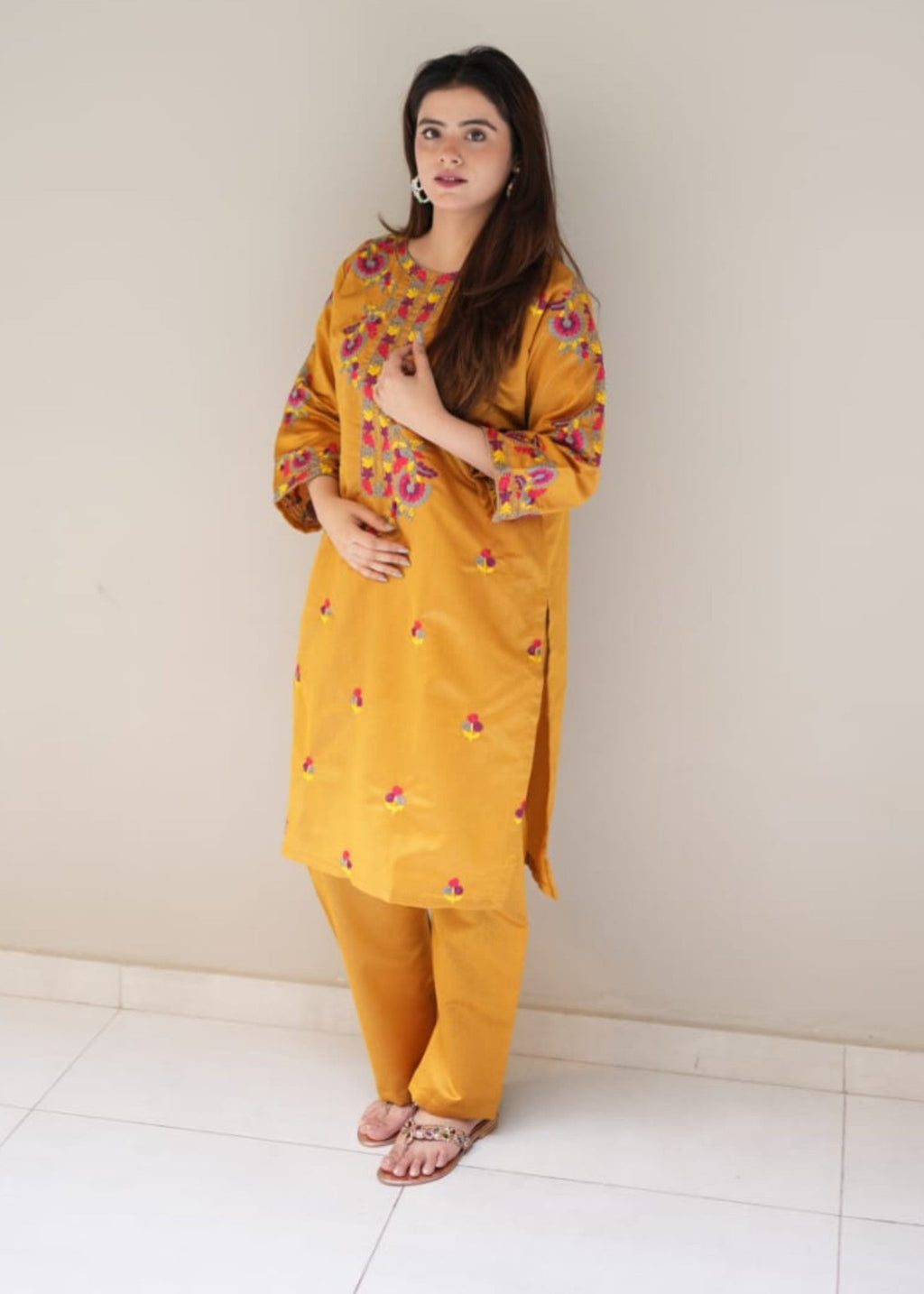 Tehzeeb Libas SOHNI MUSTARD EMBROIDERED Women 2pcs