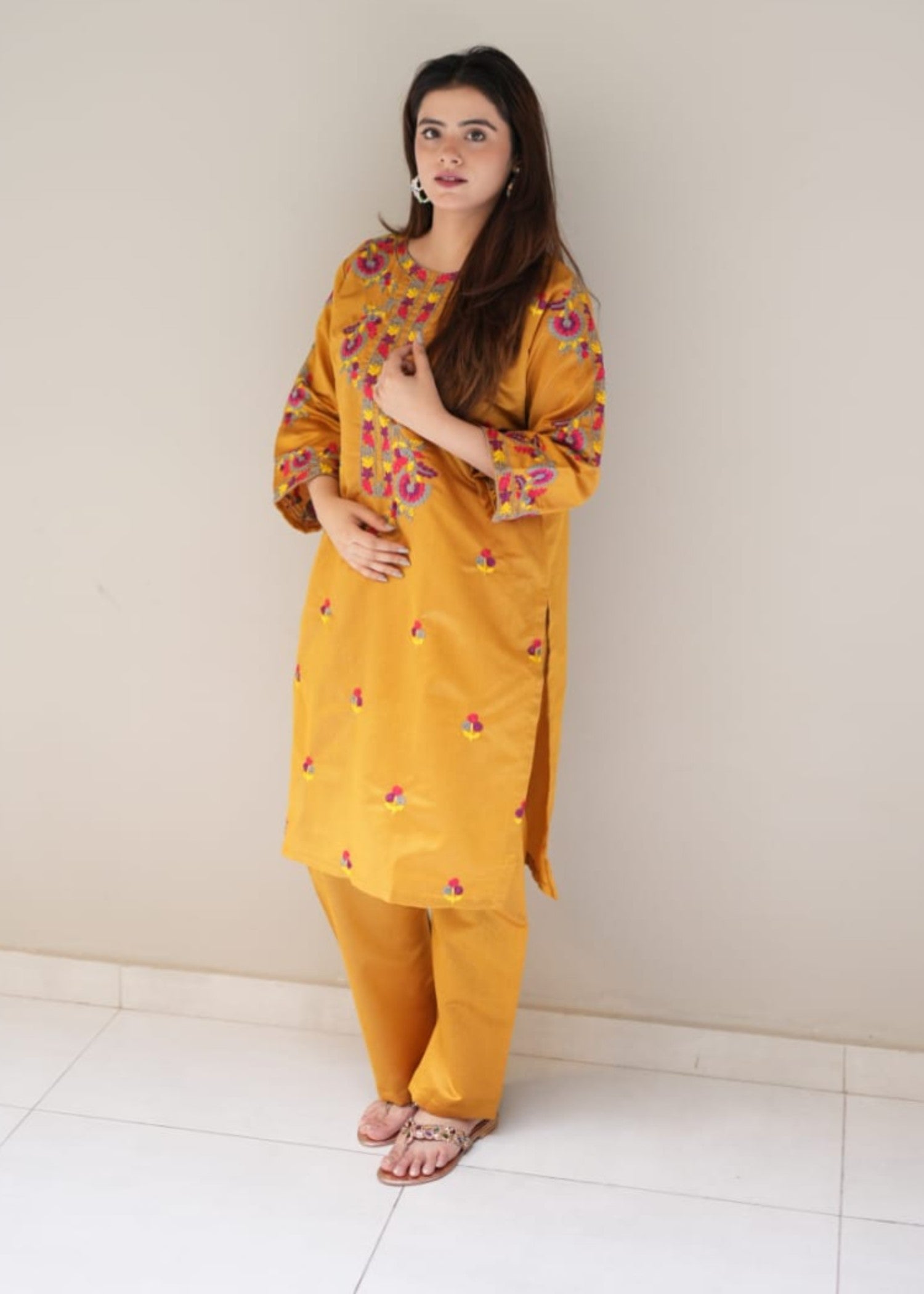 Tehzeeb Libas SOHNI MUSTARD EMBROIDERED Women 2pcs
