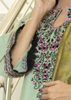 Hayati Collections Pure Cotton |Embroidery with Delicate Bead Detailing | Pista Green Women 3pcs