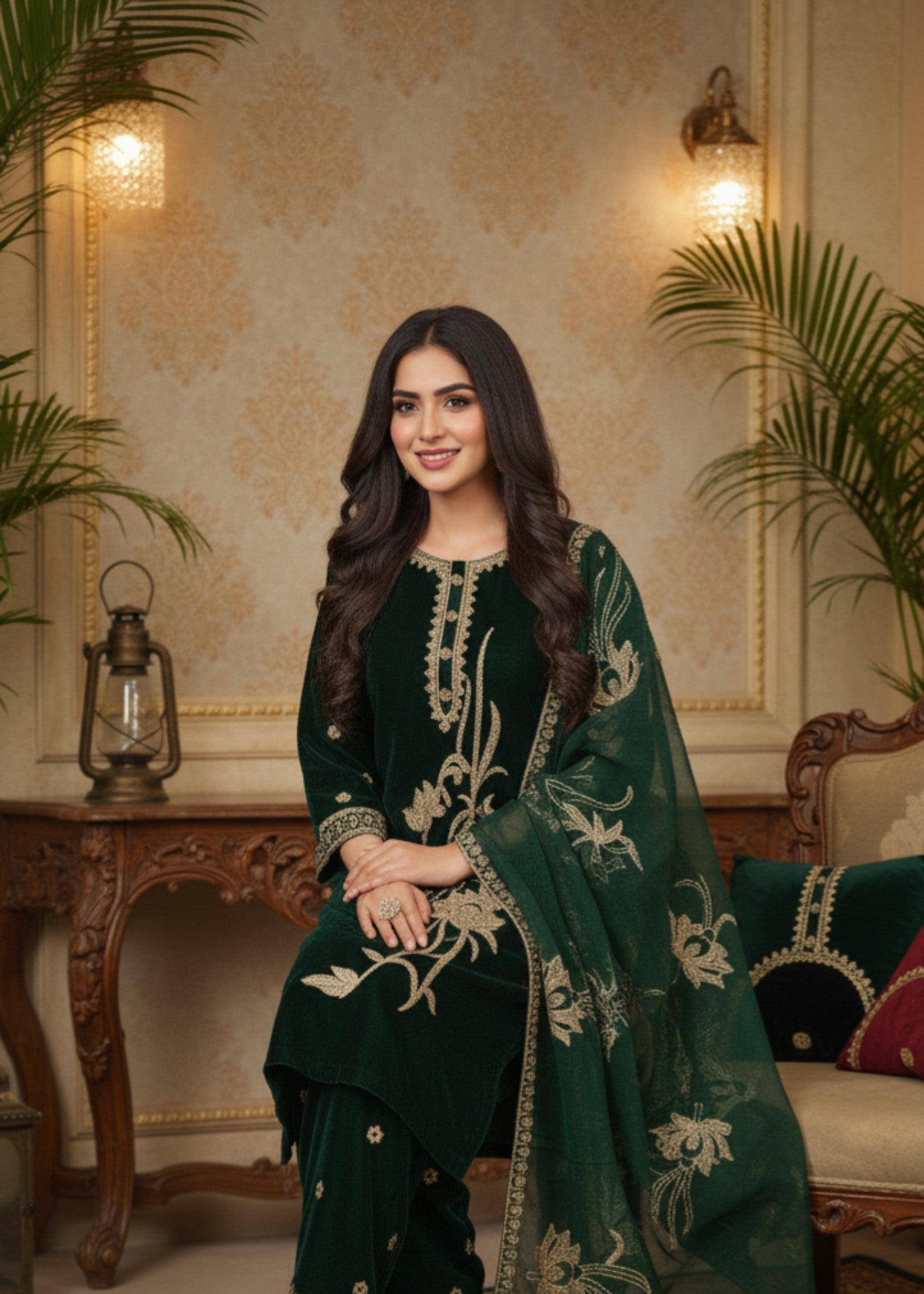 MMG Garments MAHARANI| VELVET EMB KURTA SET MMG 001 Women 3pcs