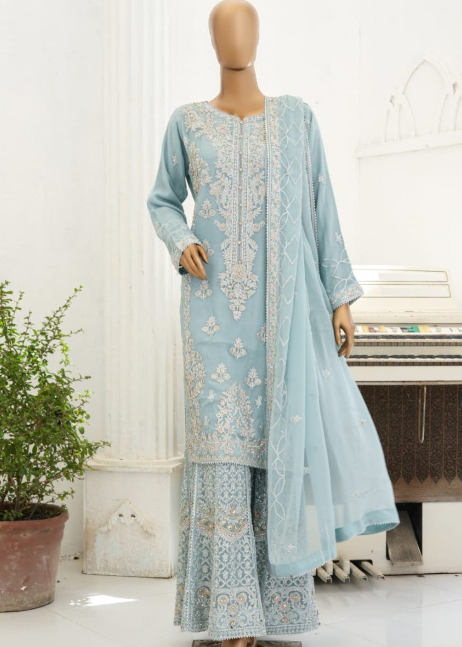 Ahmed Creations ALISHBA SLKY BLUE Women 3pcs