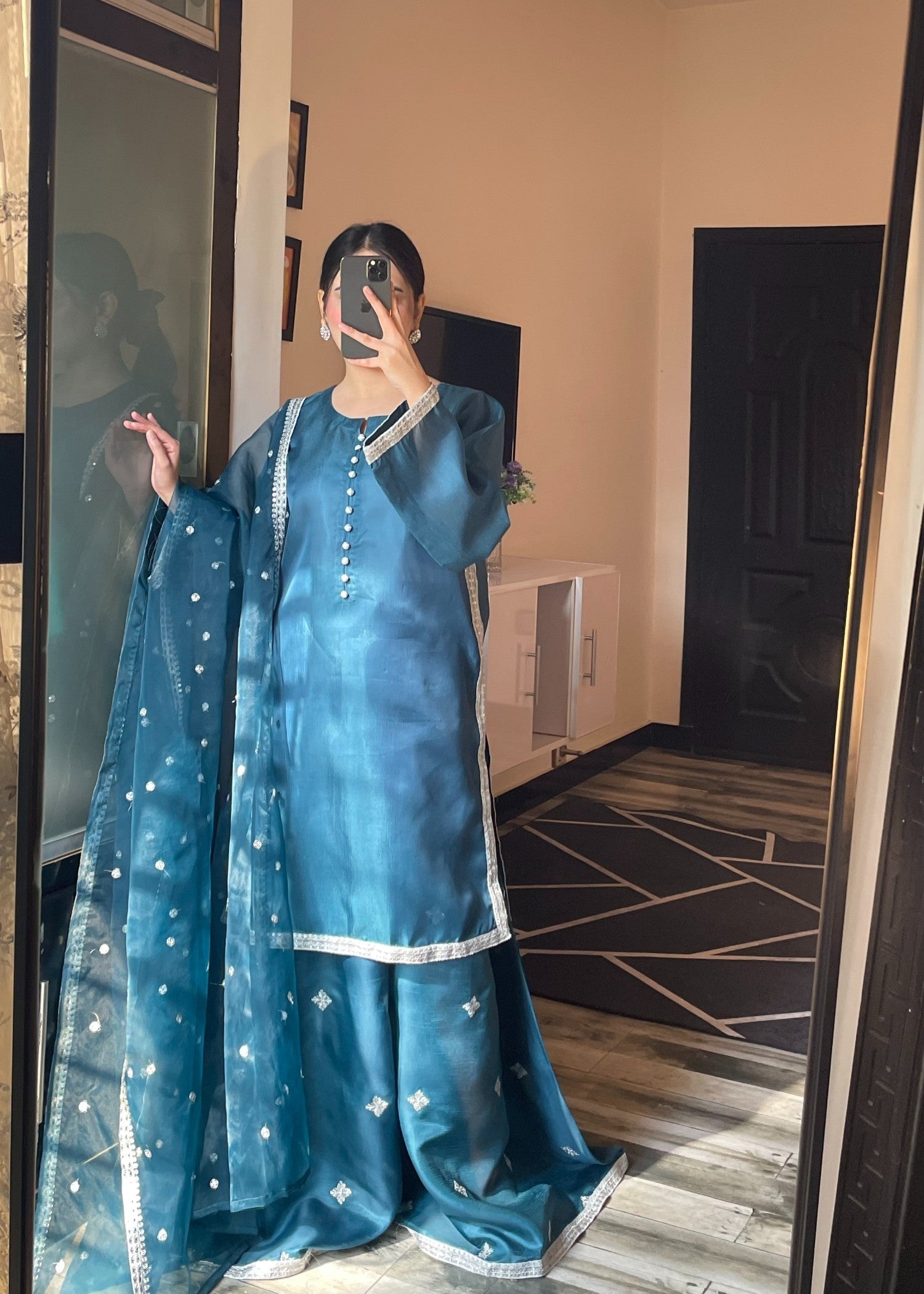 Shehroz Fashion Royal Teal Elegance Women 3pcs