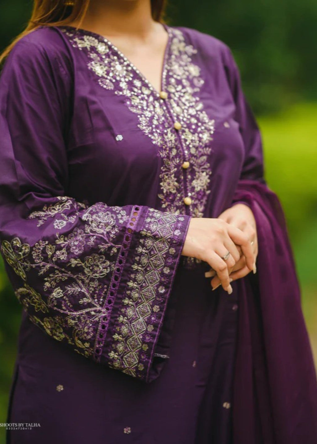 Chaudhary Arts Voilet Embroidered Women 3pcs