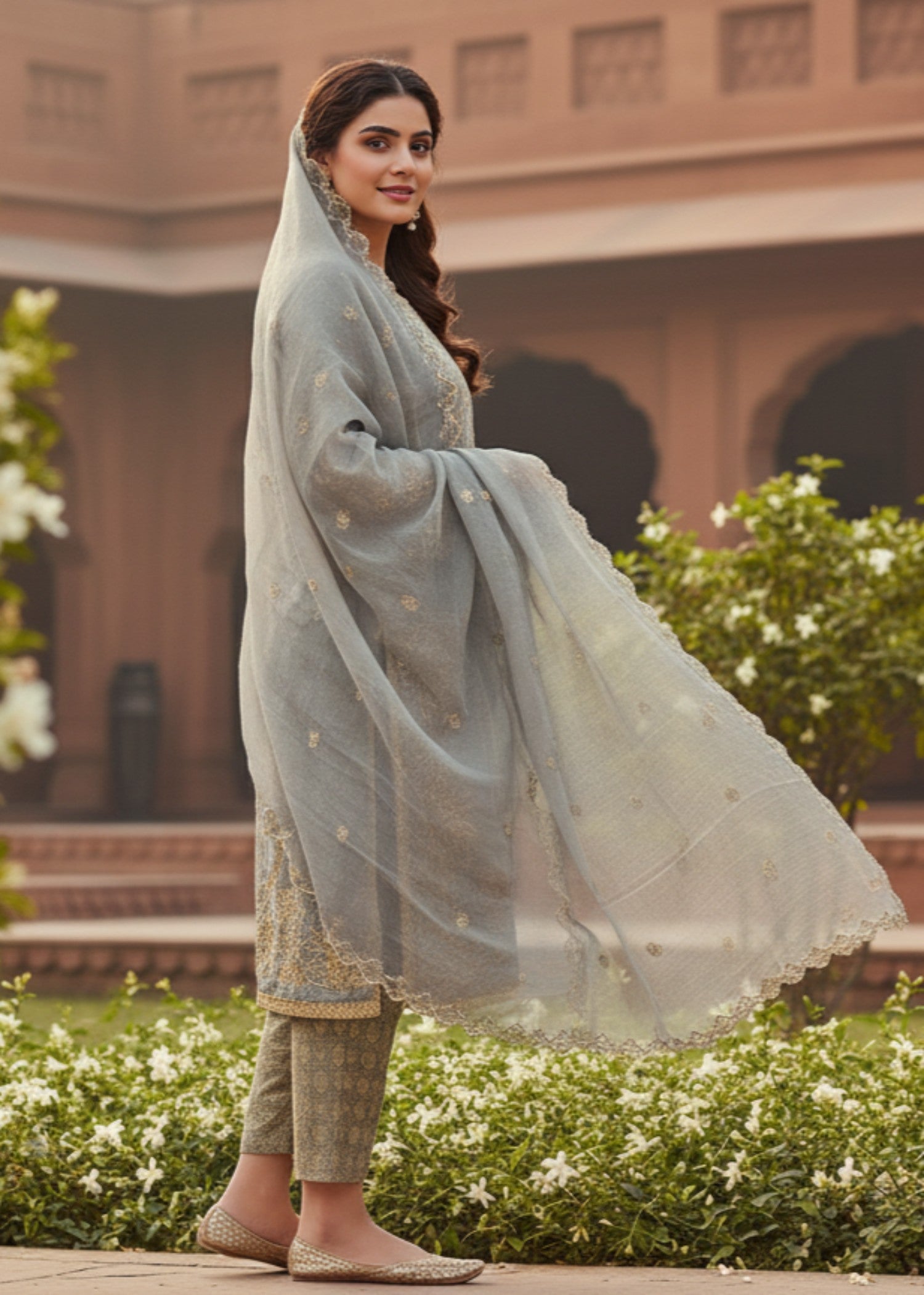 MMG Garments NOOR E MASURI| EMBROIDERED MASURI SUIT GREY MMG 808 Women 3pcs
