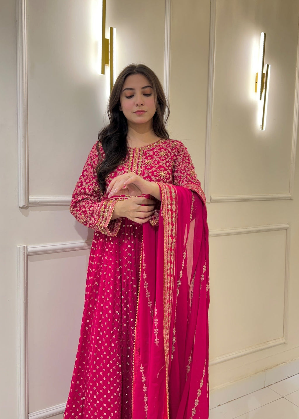 Suits By Sadia Hotpink chiffon Women 3pcs