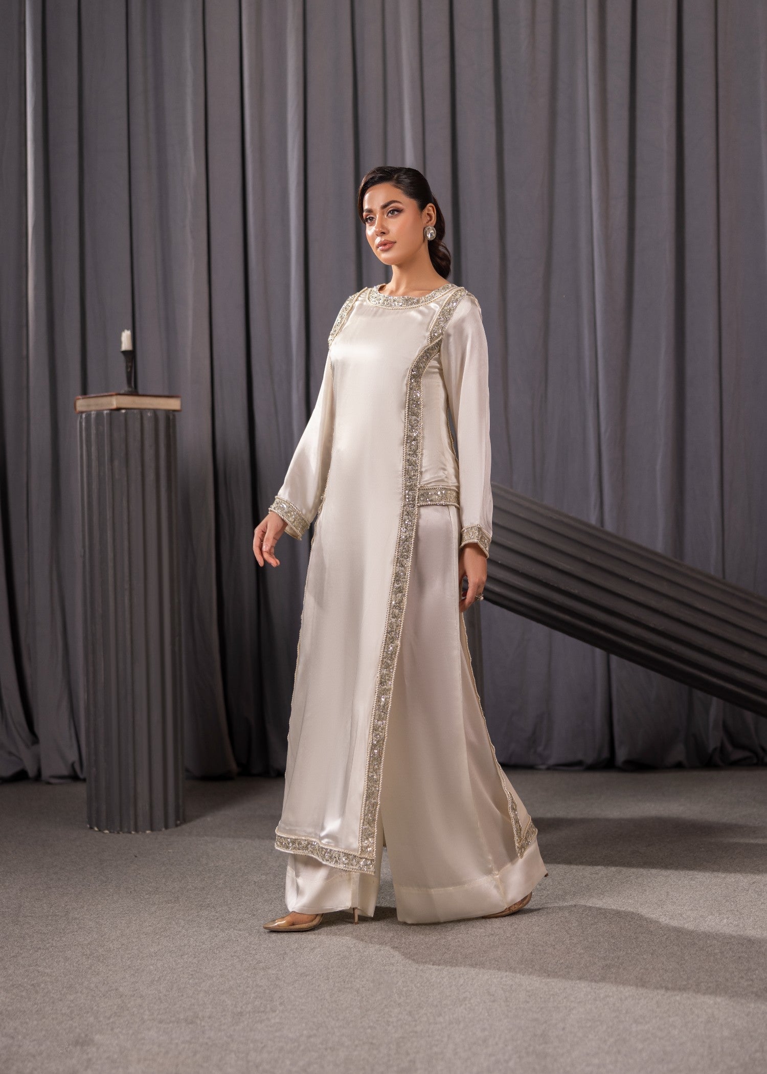 Alyssa OFFWHITE SILK SHUIT ALN02 Women 2pcs