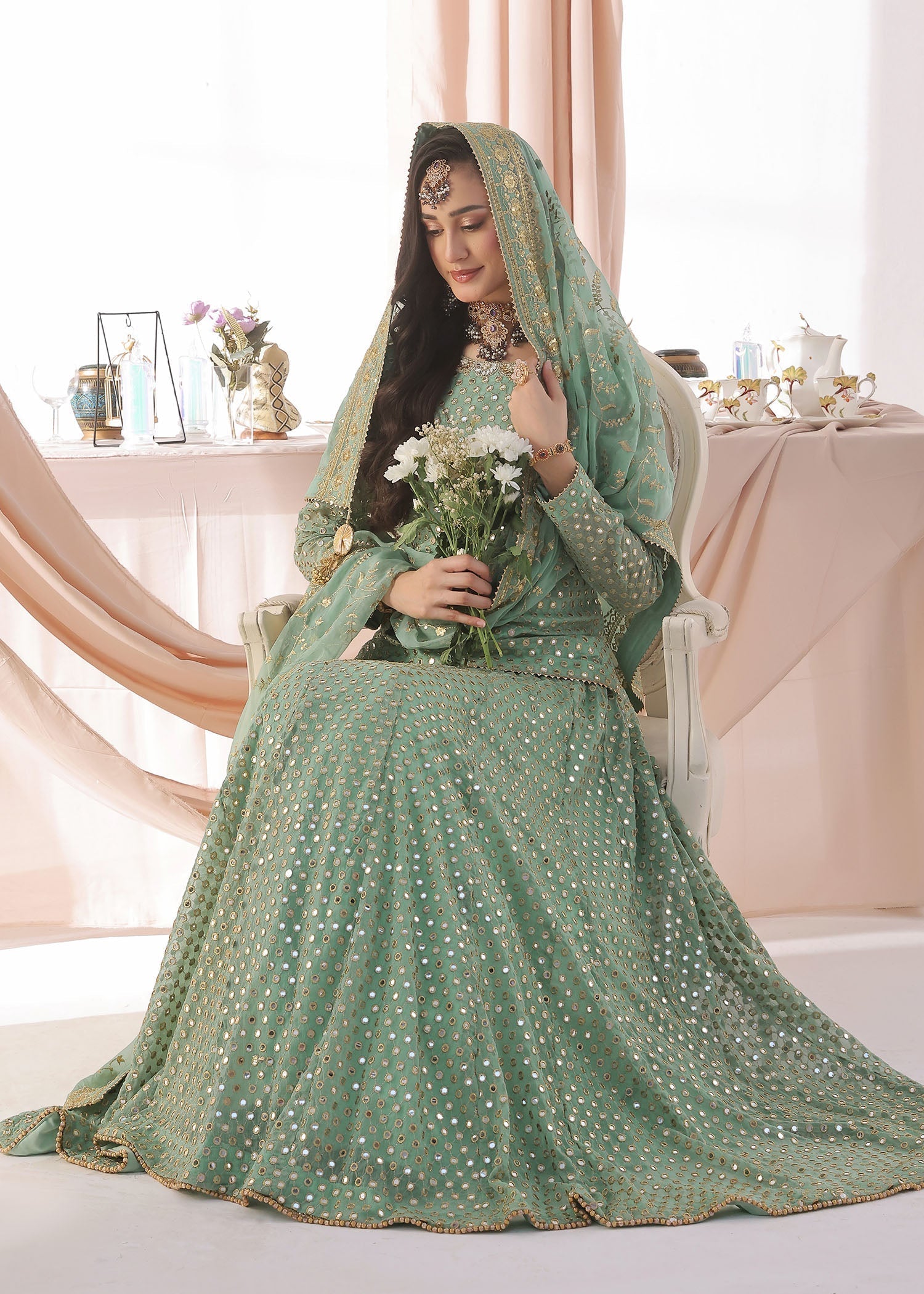 Ayesha Closet MEHJABEEN PASTEL GREEN Women 3pcs