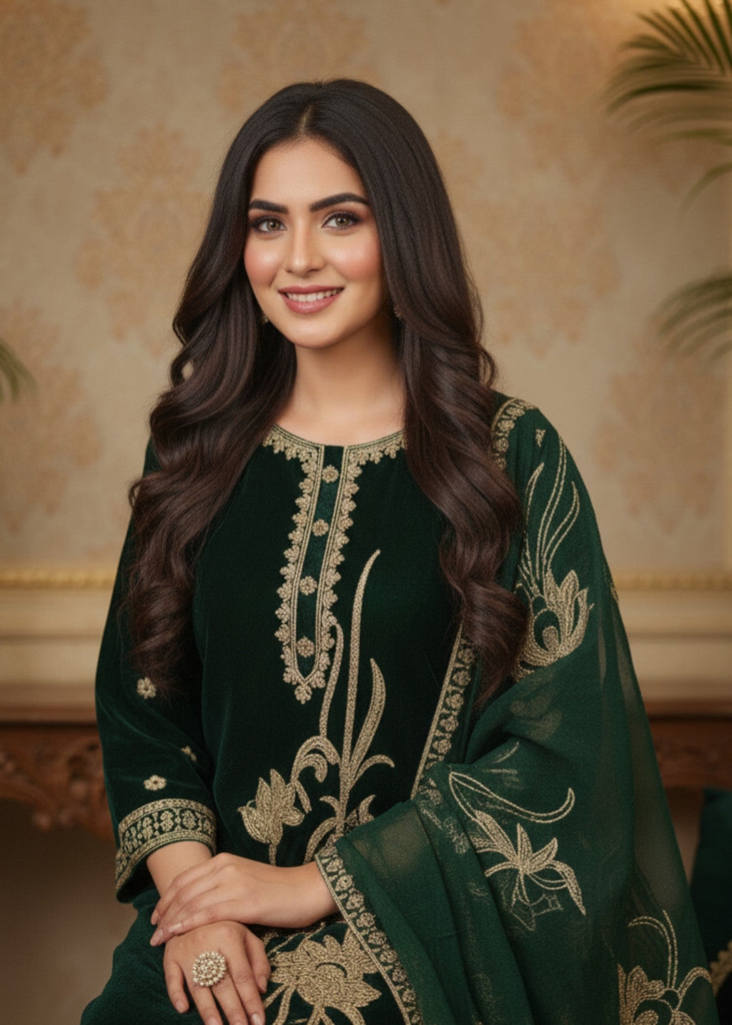 MMG Garments MAHARANI| VELVET EMB KURTA SET MMG 001 Women 3pcs