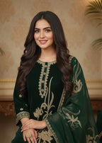 MMG Garments MAHARANI| VELVET EMB KURTA SET MMG 001 Women 3pcs