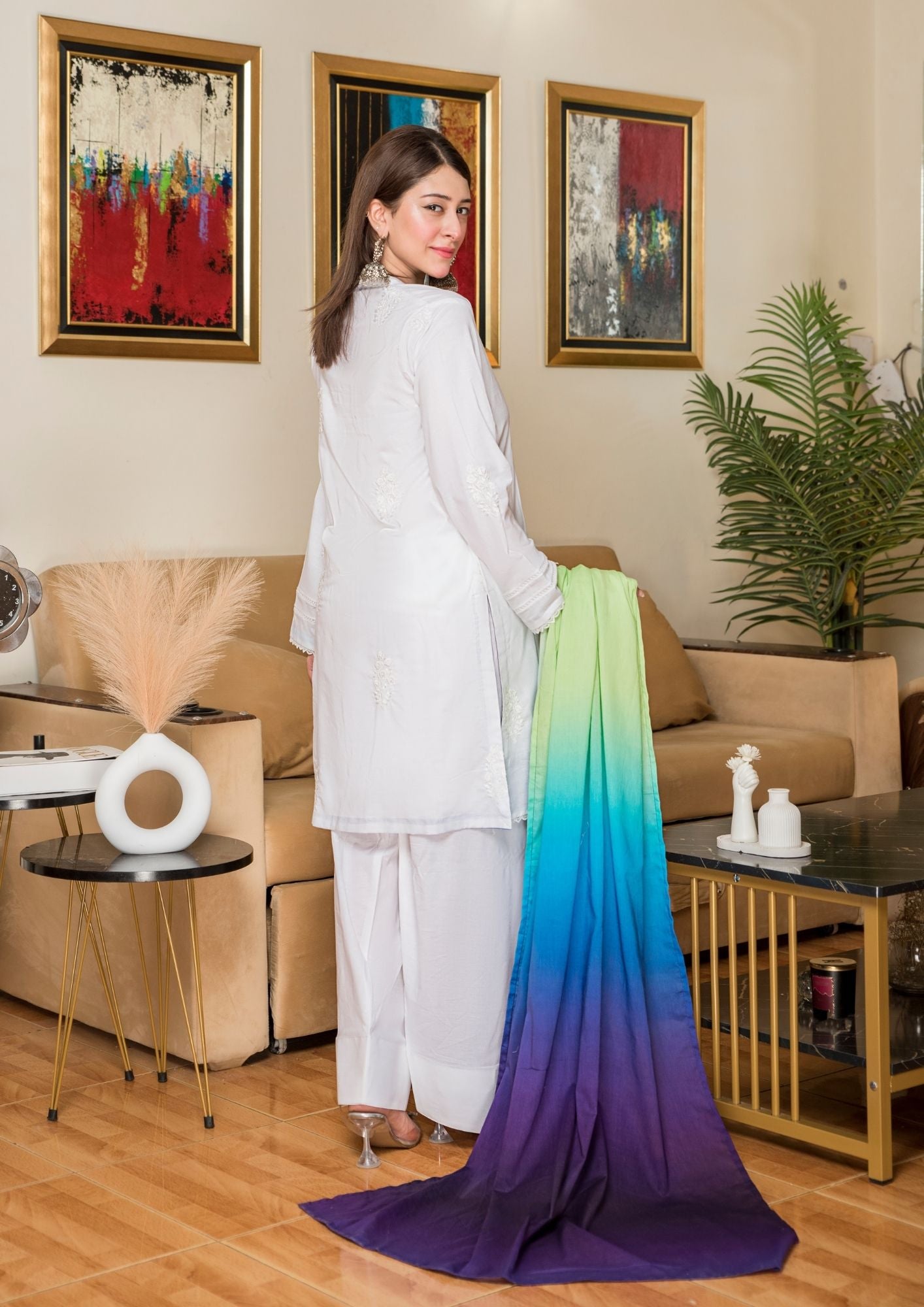 Yolo Pret Embroidered Cotton Lawn with Ombre Printed Lawn Dupatta OMBRE O25 0001 Women 3pcs