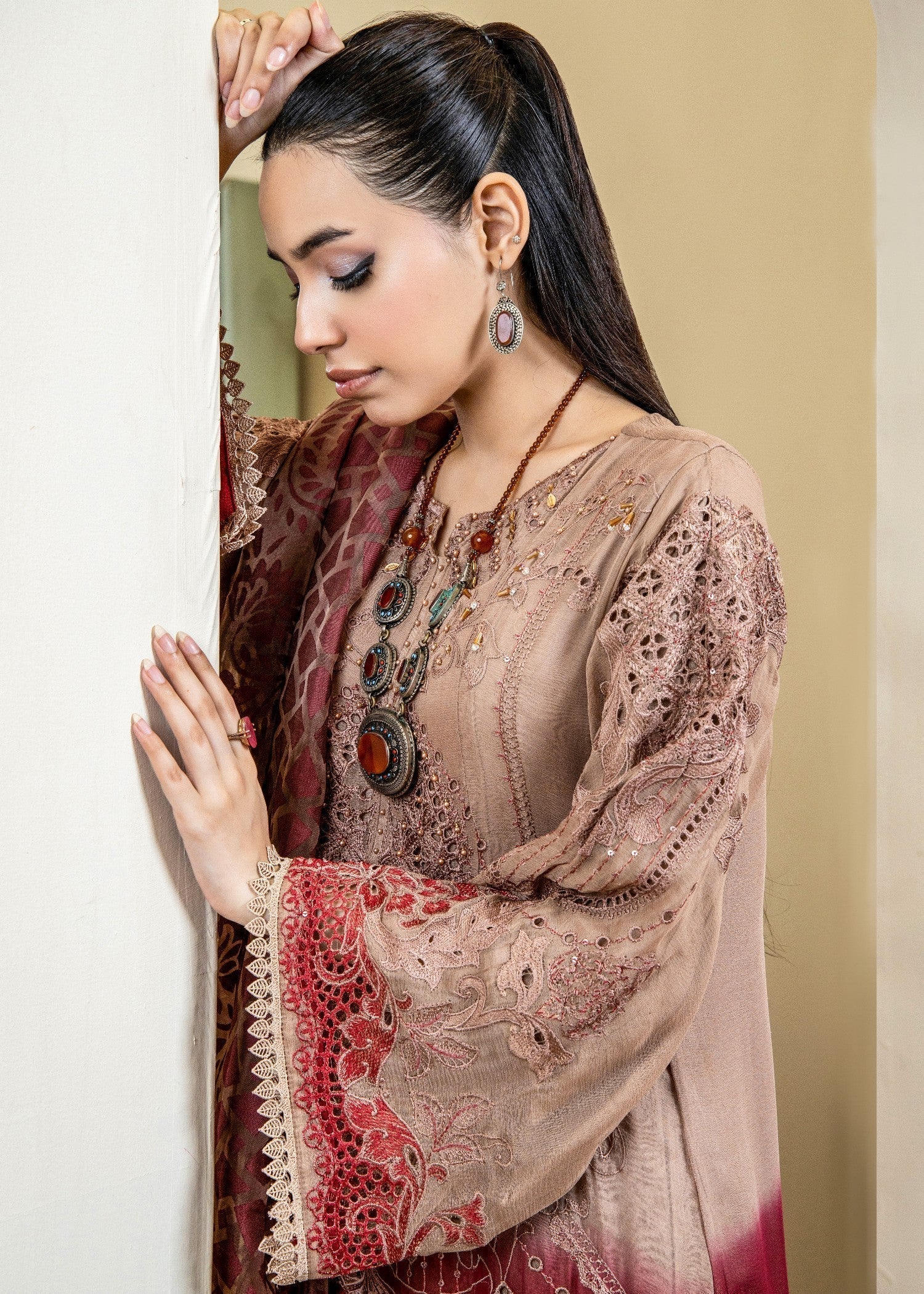 Pehnawa By Bin Akram’s Rustic Brown Pret | Chiffon Kurta Set Women 3pcs