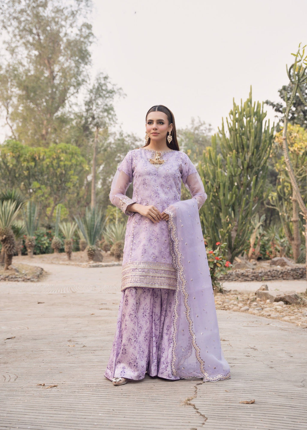 Maira Fashion Lilac Silk Plazo Set 75 Women 3pcs