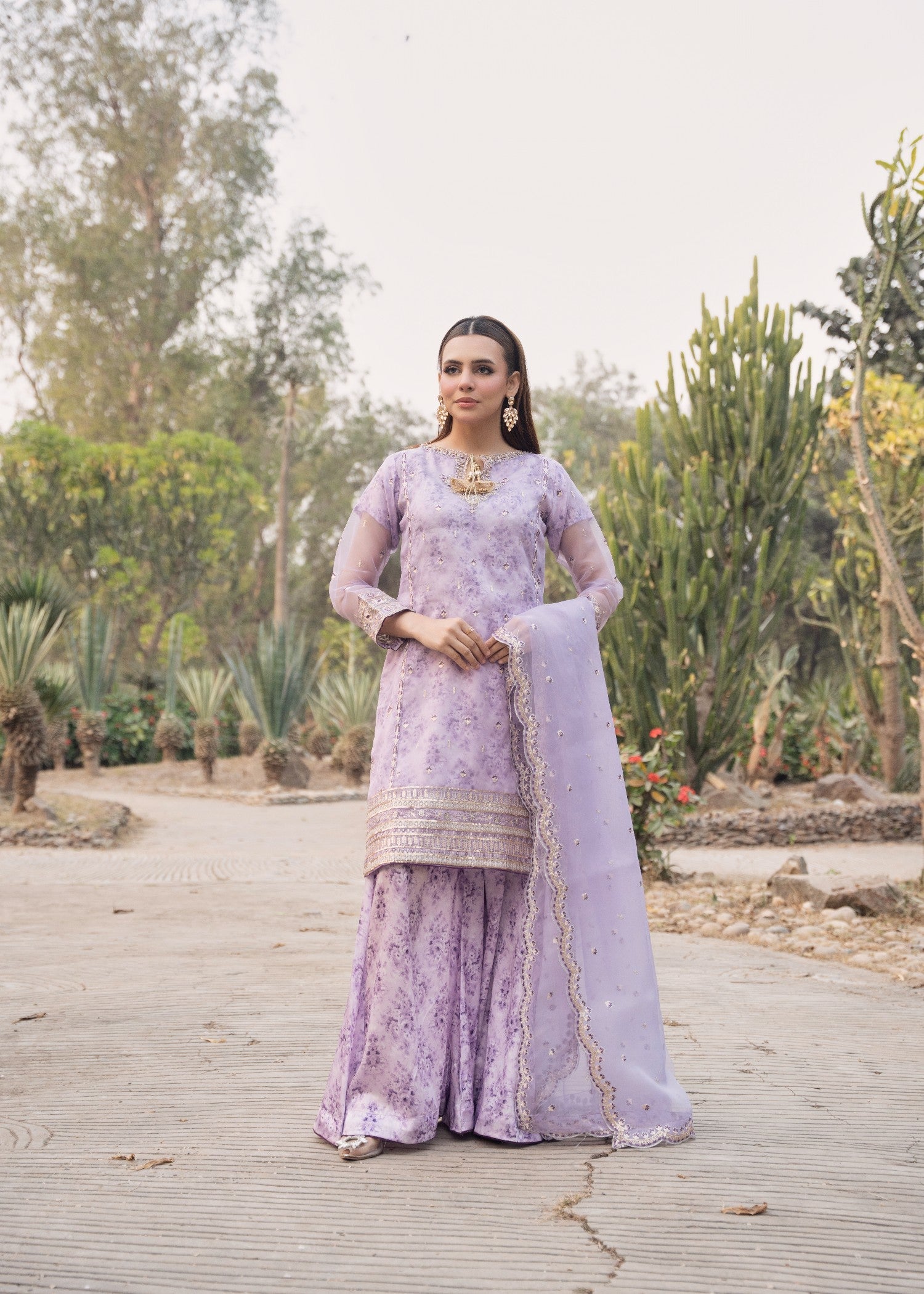 Maira Fashion Lilac Silk Plazo Set 75 Women 3pcs