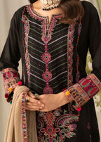 Khubsurat 4090 KH CT Black Embroidery Pishwas Cotton Women 3pcs