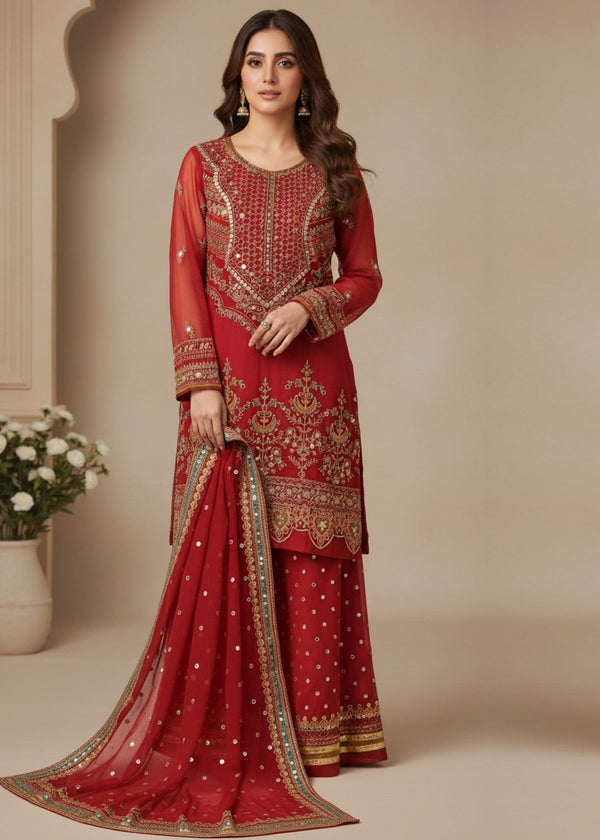 Diara Couture ZEENAT US 595 RED Women 3pcs
