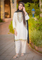 Bin Fatteh Fashion POCKET WHITE Women 2pcs