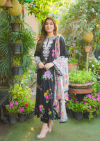 Suits By Sadia Aneela black lawn Women 3pcs