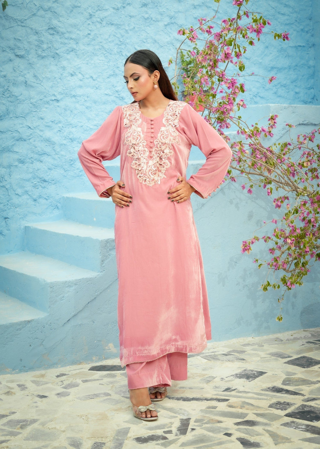 Madiha Gohar Noor e Gulabi | Embrioded Rose Pink velvet Women 2pcs