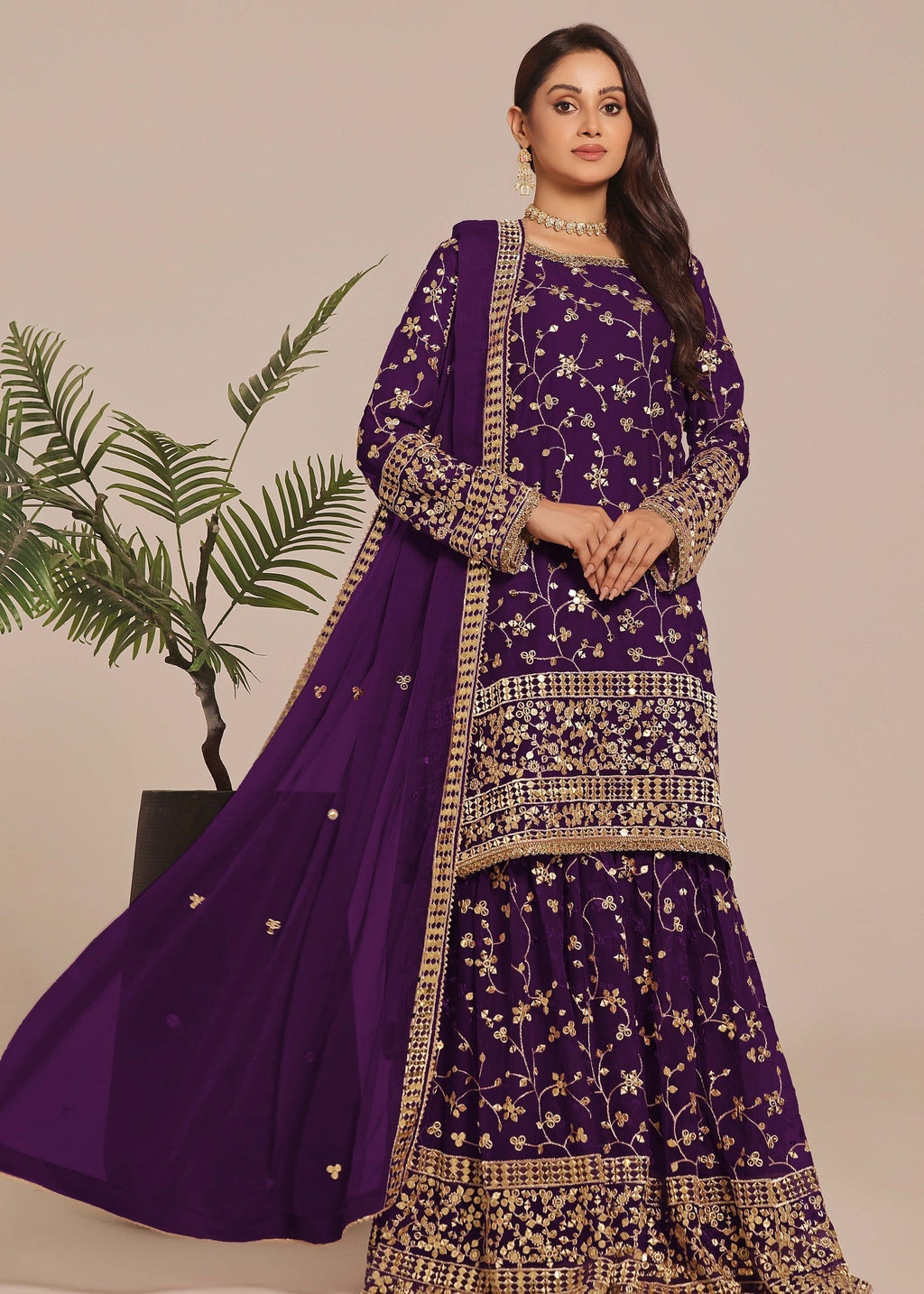 Ayesha Closet Mehndi Purple Women 3pcs
