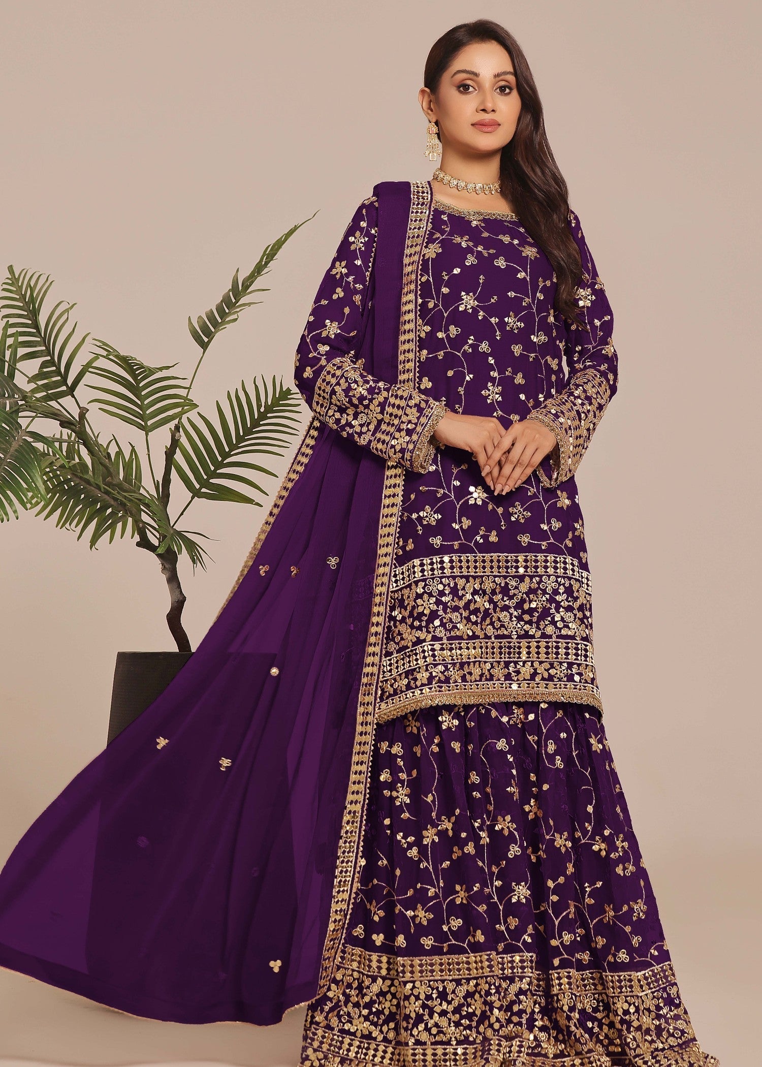 Ayesha Closet Mehndi Purple Women 3pcs