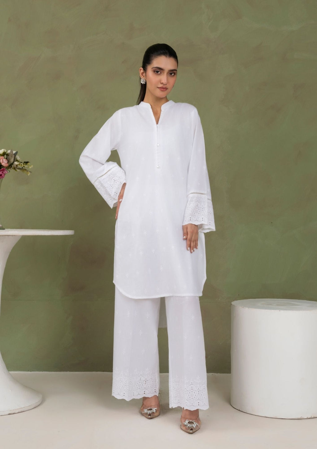 Yolo Pret Schiffli Embroidered Set Rozana S25 0023 Women 2pcs