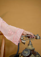 Pretbee Peach Embroidered chiffon Women 3pcs