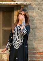 Tehzeeb Libas HINA BLACK EMBROIDERED Women 2pcs