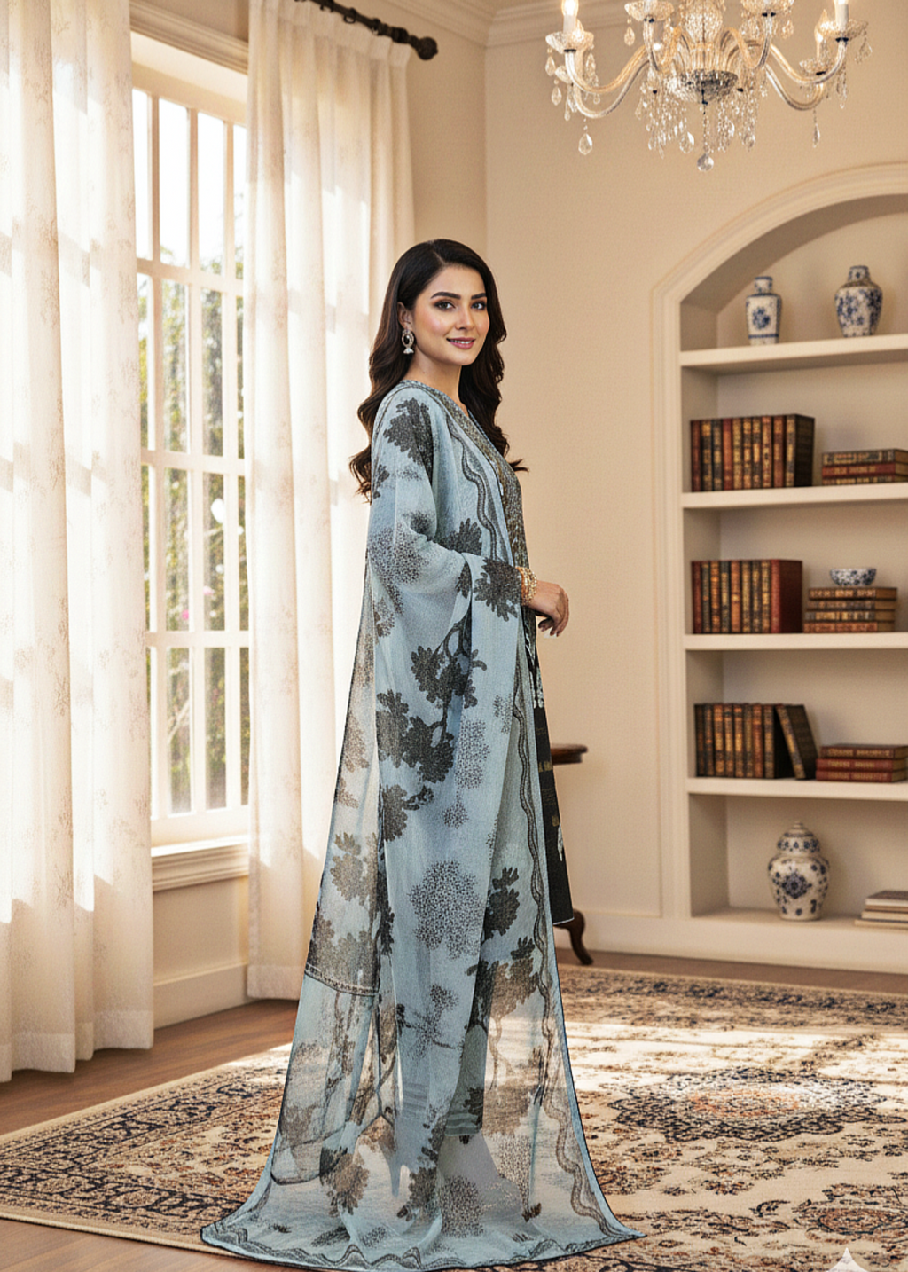 MMG Garments KAIRA| DIGITAL PRINTED KURTA SET LIGHT BLUE MMG 10001 Women 3pcs