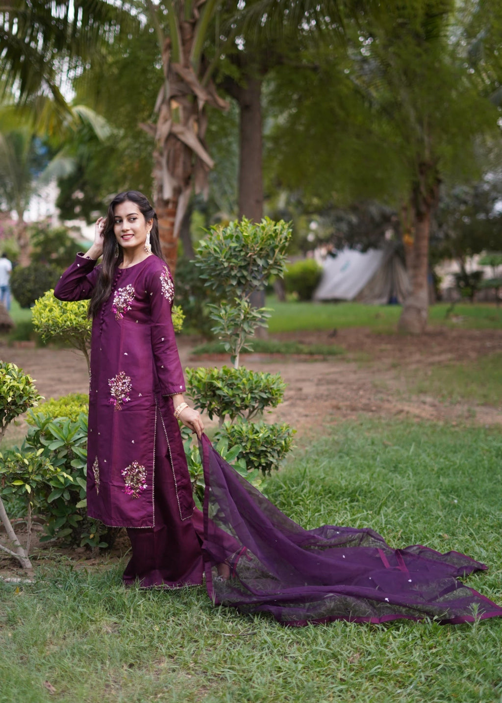 Suits By Sadia PURPLE SILK Women 3pcs