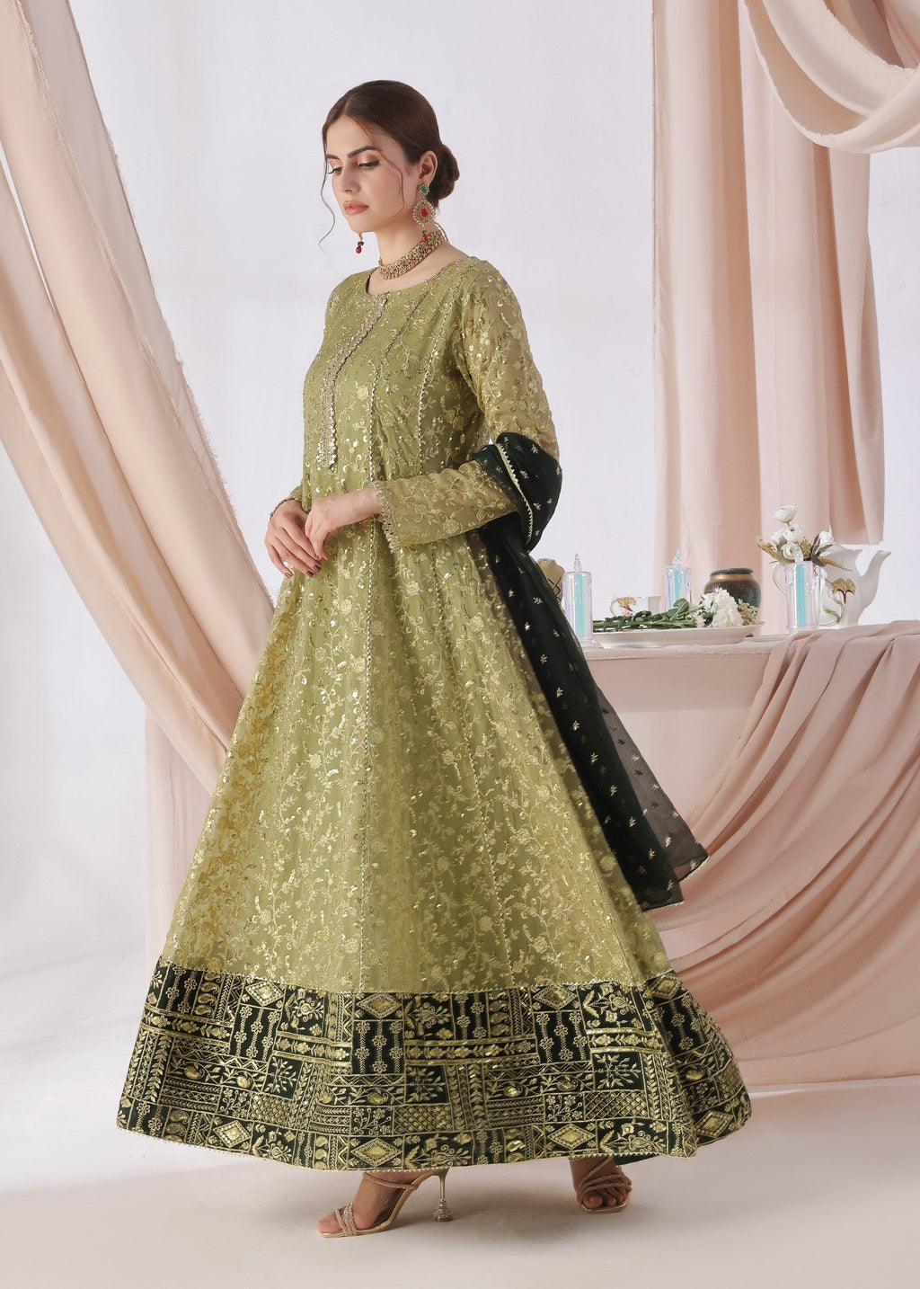 Ayesha Closet Hajra Noor Olive Women 3pcs