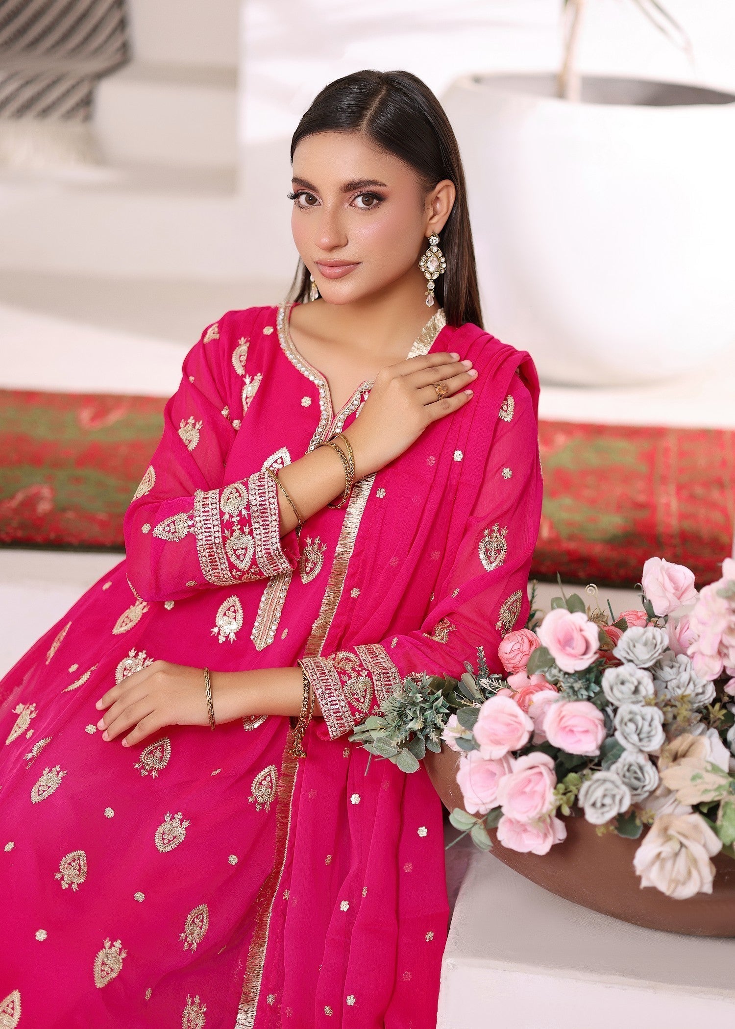 Abaan Zohan Raunak vivid pink Women 3pcs