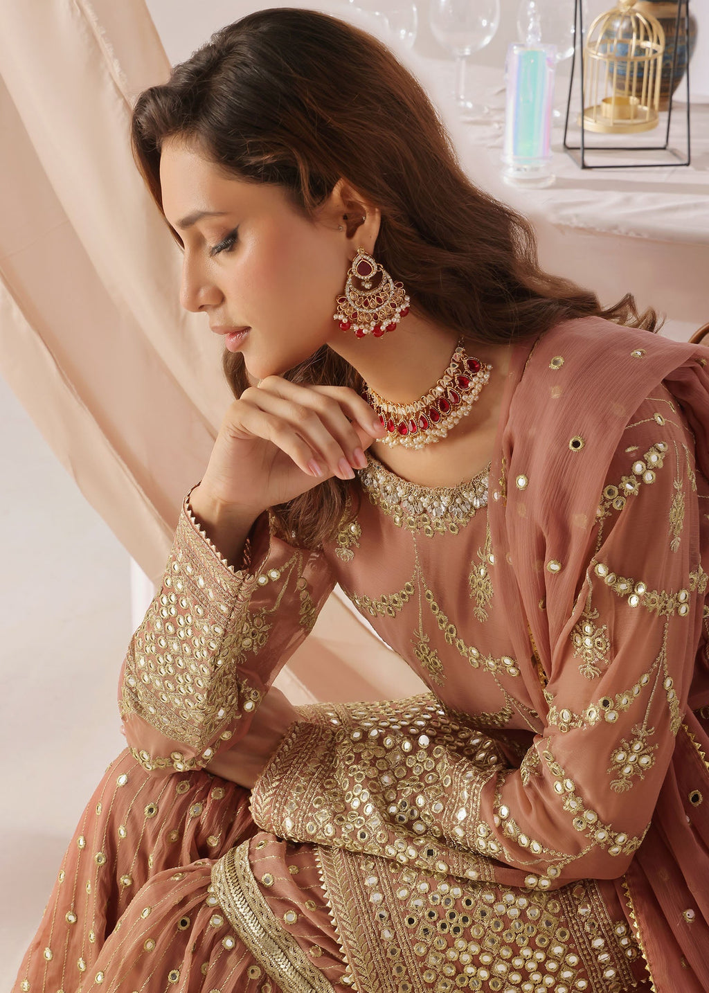 Ayesha Closet GUL BAHAR CORAL PINK Women 3pcs