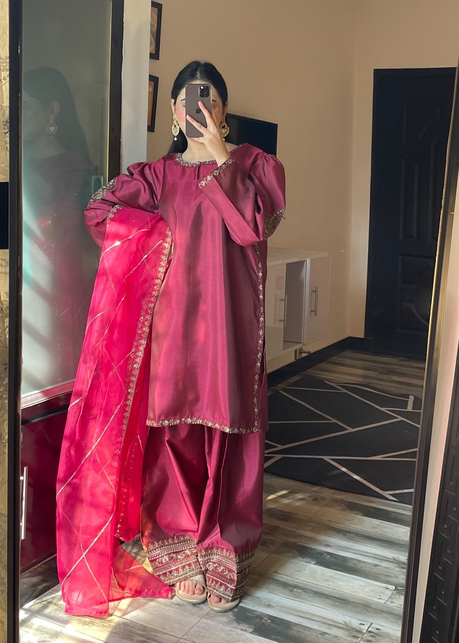 Shehroz Fashion Royal Wine Glow Women 3pcs